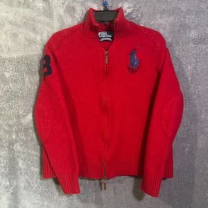 Polo Ralph Lauren 100% Lambs Wool Sweater Mens XXL Red Long Sleeve